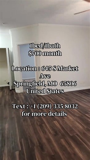 1bed/1bath $700 month Location : 645 S Market Ave Springfield, MO 65806 United States Text : 1 (209) 335 8032 for more details #viralllllll #1bedroom #springfield #missouri #fypppppppppppppppppppppp