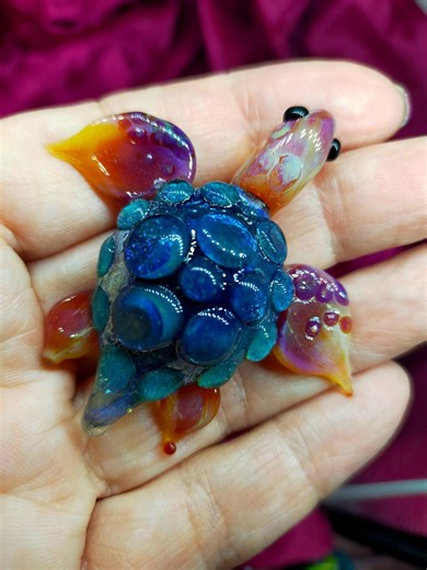 Glass Turtle, With Slightly Lustred Shell, Made From Borosilicate Glass Using the Lampwork Method - Etsy