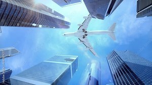 Macau. Airplane Landing, Take Off City Skyscraper Road Sign