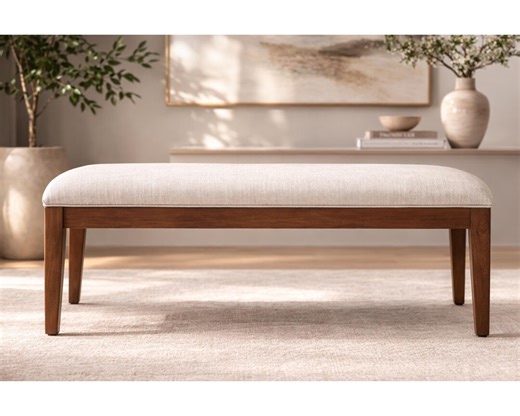 Upholstered Storage Bench, Solid Wood Legs, Modern Entryway Seating Ottoman - Etsy