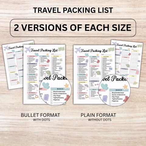 Pastel Travel Packing List Printable: A4, A5, Letter, HP Classic Sizes (digital Download) - Etsy