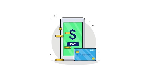 Animated Mobile Payment with Credit Card and Coins Illustration | Premium Stock Video Footage