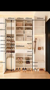 💡✨Entryway shoe cabinet dimensions | Minimal, smart, and space-saving!💫 Top for hidden storage, middle for daily items, bottom for frequently worn shoes. With hooks, stool, and warm LED lighting. • • #StorageOrganization #ShoeRackDesign #shoecabinet | Tiffany Design Studio