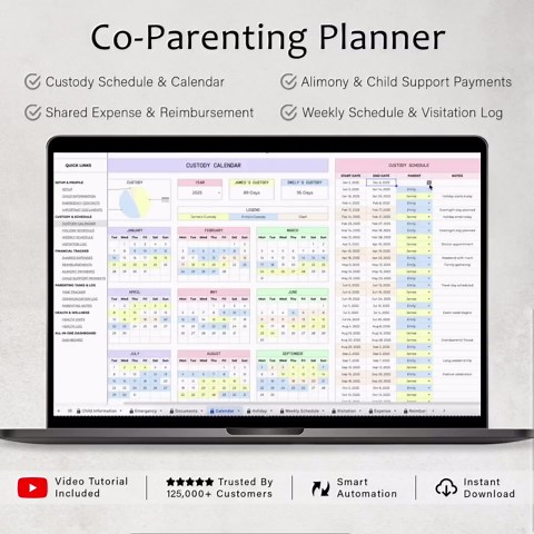Co-parenting Digital Planner Custody Schedule Calendar Alimony Child Support Shared Expenses Visitation Tracker Documentation Google Sheets - Etsy