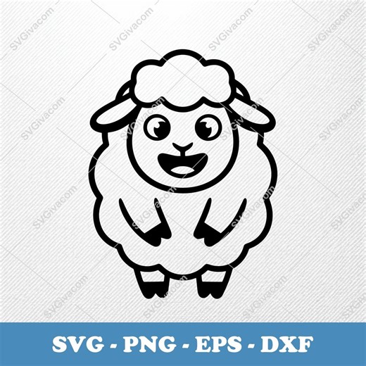 Happy Sheep SVG | Cute Cartoon Sheep Vector Clipart | EPS PNG Dxf | Cricut Silhouette - Etsy