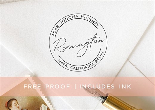 Personalized Round Address Stamp: Self-inking Custom Postage - Etsy
