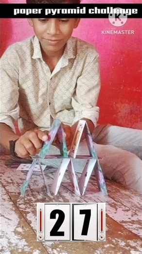 Paper Pyramid Challenge | Fun & Easy Challenge at Home 🏠📄 #shorts