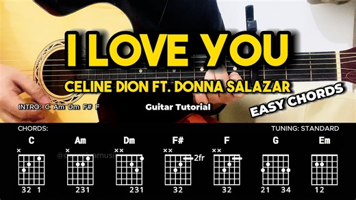 I Love You - Celine Dion x Donna Salazar | Guitar Chords Tutorial For Beginners #guitartutorial #chords #lyrics | dernalvamusic