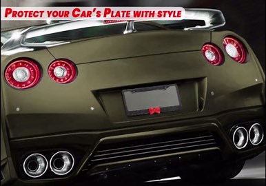 VaygWay Bling License Plate Cover Frame – Shiny Bling Frame with Bow –Crystal Glitter Rhinestones Car Plate –Womens Bling Plate Frame – 2 Pk with Mounting Screws