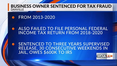 Danville business owner sentenced to jail time, 3 years supervised release for tax crimes