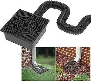 Upgraded Gutter Downspout Extensions Flexible, No Dig Catch Basin Downspout Extension with Leak-Proof Splash Block Kit,Extendable from 1.34’ to 5.1’