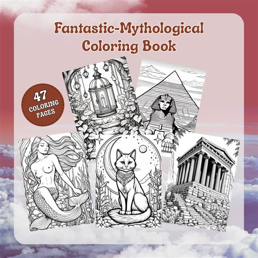 Mythological Creatures Coloring Book, Fantasy Art, Adult Stress Relief (PDF) - Etsy