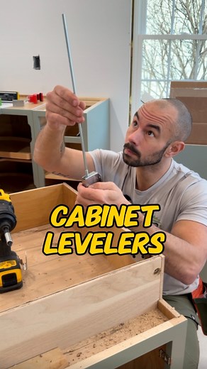 Cody Romer | Home Renovation + Tools + Tips on Instagram: "The process for getting perfectly level cabinets. Products: cabinet levelers- @ez_level Level markers- concrete self leveler pins #remodel #construction #contractor #diy #carpenter"
