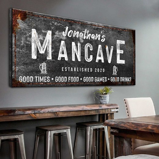 Man Cave Sign, Man Cave Personalized Canvas Decor, Man Cave Bar Sign, Personalized Fathers Day Gifts Sign, Custom Man Cave Sign - Etsy