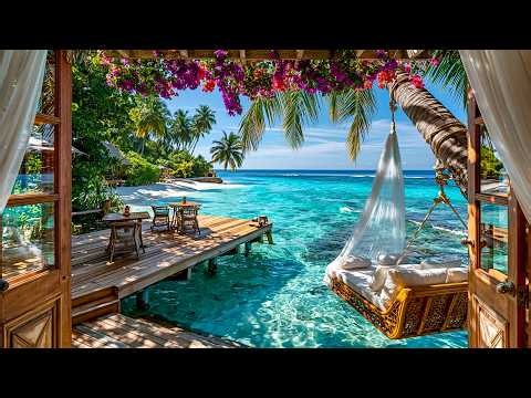 Tropical Beach Ambience - Relaxing Ocean Wave Sounds & Birdsong for Deep Sleep - Balcony Vista 🌊🏖