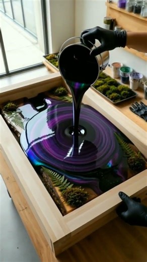 Cosmic Forest River Table Build Satisfying #woodworking #epoxytable #river_table #satisfying #shorts