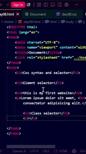 Day 08 - CSS Syntax & Selectors | 130 Days Full Stack Web Development Challenge