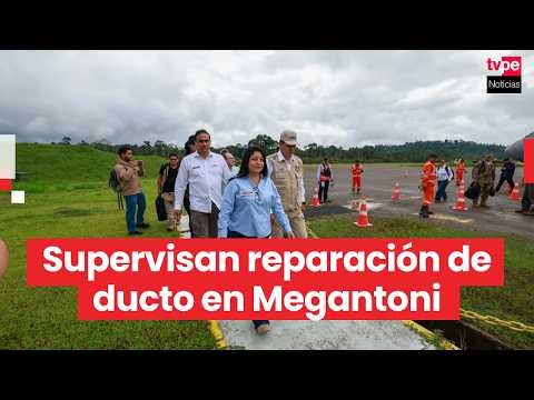 Prime Minister Miralles and ministers oversee the pipeline repair in Megantoni, Cusco.