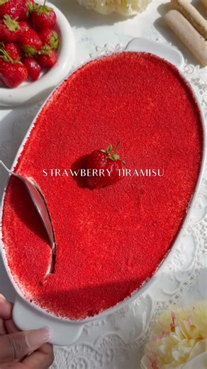 ✨Jen Sim✨ on Instagram: "STRAWBERRY TIRAMISU 🍓🍰✨ I’m back with another tiramisu-inspired dessert, meet the “Strawberrimisu”! 🍓 I made this one over the summer, and it’s officially my second most-loved tiramisu in the series so far. I know we’re in the cooler months now, but if you’re a strawberry lover, you’ll definitely want to add this to your festive dessert menu. You can even use frozen strawberries! P.S. So many of you asked if that red topping was Hot Cheetos 😩, but I promise it’s just