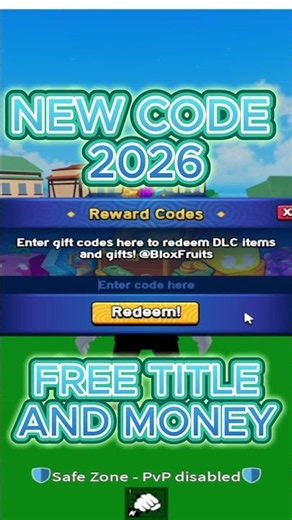 NEW CODE For Blox Fruits 2026 Roblox 😱 FREE Money & FREE Title! #shorts #viral #gaming #roblox