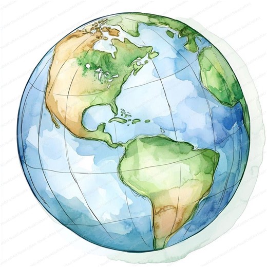 20 Earth Clipart | World Map and Globe Watercolor Images | Printable Jpgs | Instant Download | Commercial Use | Paper Craft Designs - Etsy