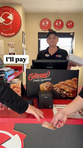 When you both insist on paying… and our team is just waiting like 👁️👄👁️ Happy National Spouses Day to the couples who keep us entertained. ♥️🍕 | Simple Simon's Pizza