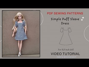 Barbie clothes tutorial | Doll Clothes Sewing Tutorial | Simple Puff Sleeve Dress