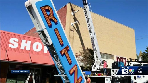 Historic Ritz Theatre sign returns to downtown Gadsden