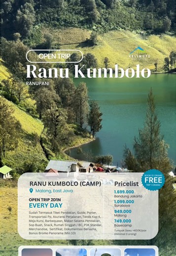 Open Trip Ranu Kumbolo 2026 di East Java, Indonesia
