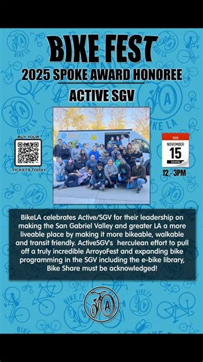 BikeLA | Proud to honor Active SGV for empowering local communities through advocacy, education, and programs that inspire healthier, more connected... | Instagram