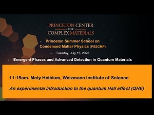 Prof. Moty Heiblum: "An Experimental Introduction to the Quantum Hall Effect", Lecture 1of 1