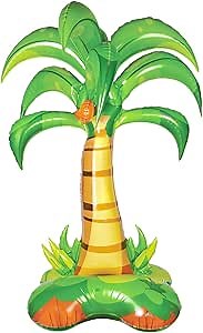 52 Inches Large Inflatable Standing Palm Tree Balloons, Green Blow Up Foil Mylar Coconut Tree Balloons for Birthday Baby Shower Decorations Hawaiian Luau Aloha Tropical Summer Beach Party Supplies