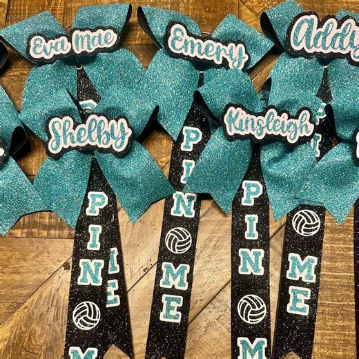 Personalized Volleyball Glitter Pin Me Ribbon Keychain - Etsy
