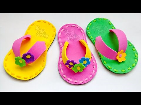 Como hacer Sandalias con goma eva o foamy paso a paso - Chanclitas de Fomi DIY | #ronycreativa