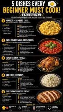 5 Dishes EVERY Beginner MUST Cook! 🍳 Easy Recipes #cooking #easyrecipes #beginnerscooking #shorts