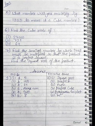 Assignment of Class 8th Maths Chapter 1, A Square and A Cube (Ganita Prakash) | Study Notes Classes