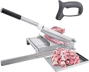 Meat Slicer Manual Ribs Bone Cutter for Fish Chicken Beef Frozen Meat Vegetables Deli Food Slicer Slicing Machine for Home and Commercial Cooking (KD0295)