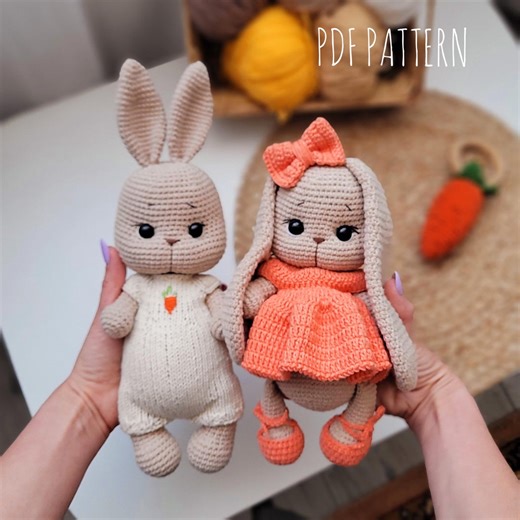 Crochet Bunny Pattern PDF | Crochet Bunny & Carrot Rattle Amigurumi Pattern (PDF) | Cute Bunny Pattern | Easy Baby Gift Idea - Etsy