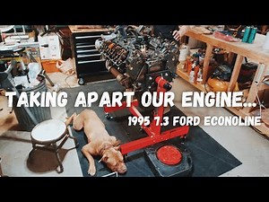 Taking apart a 7.3 Powerstroke Engine // Engine Rebuild on our 1995 7.3 Econoline Van Conversion