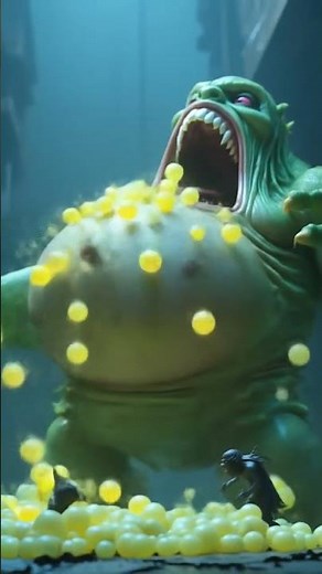 "Monster Belly Explosion! Foam Balls Everywhere!"#horrorfood #horrorcartoon #animation