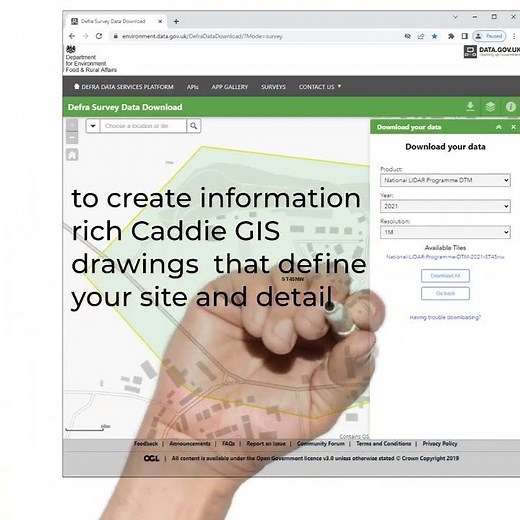 Caddie GIS: creating .dwg contour drawings from LIDAR TIFF DTM and DSM data
