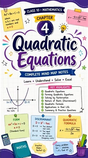 Quadratic Equations Full Chapter Mind Map | Class 10 Maths NCERT | Board Exam 2026 #class10 #ncert