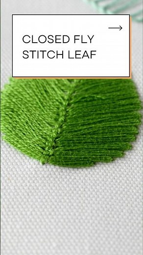 Closed Fly Stitch Leaf – How To Embroider #beginnersstitch