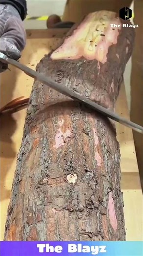 Razor BLADE Bark STRIP! 🌳 This Tree Peeling Technique is SHOCKINGLY FAST! #woodwork #village #tree