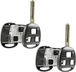 Key Fob Keyless Entry Remote Shell Case & Pad fits ES300 ES330 GS300 GS400 GS430 IS300 LS400 LS430 SC430, Set of 2