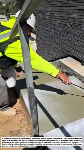 Satisfying Concrete Finishing! Smooth Trowel Technique on Fresh Steps.