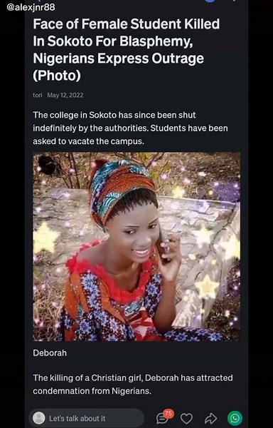The lady that was burnt to death, reported gotten to our notice was that the lady in question was a student and it happens to be the lady that humiliated muhammad and its results was death💔. please guys the full video will be posted on my IG: Alexjnr88 this afternoon by 12. What do we have to say about this no hate speech just be specific 🙏. #restinpeace🥺🕊 #rip💔😢 #deborah #student #deathnoteコスプレ #alexjnr88