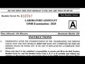 Laboratory Assistant Question Paper | Latest Question Paper | 2025 | Jkssb