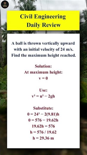 Dynamics Problem | Maximum Height of a Thrown Ball #shorts