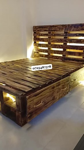 Stylish Wooden Pallet Bed with Unique Design